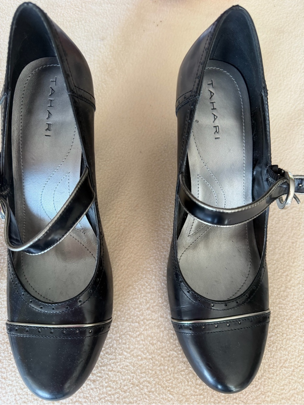 Tahari Black Mary Jane Pump with Buckle Strap
